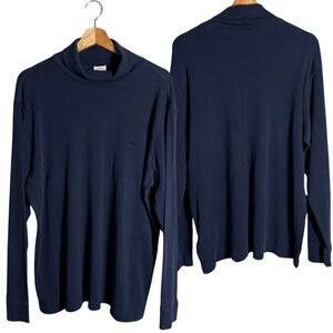 Brooks Brothers Long Sleeve Turtleneck Knit Top Womens Large Navy Preppy Stretch
